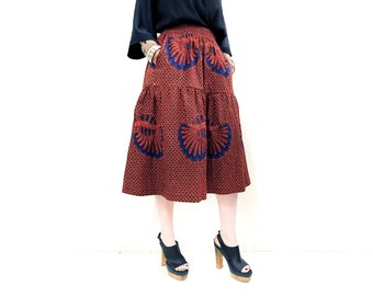 Unique!    Handmade Clothing Women S High Fashion By Alumahandmade - burnt orange and blue african print midi skirt